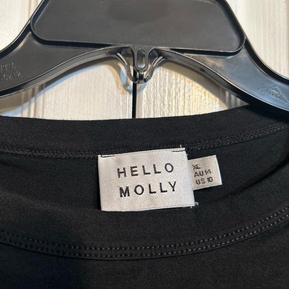 Hello Molly Tee Size 10 Black Cotton Poly Sleeveless T Shirt Top w/Shoulder Pads - Picture 5 of 9